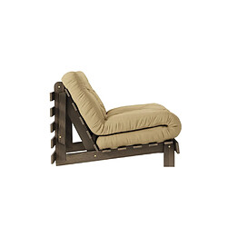 Inside 75 Fauteuil convertible futon ROOTS pin carob brown matelas wheat beige couchage 90 x 200 cm pas cher