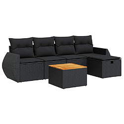 vidaXL Salon de jardin 6 pcs avec coussins noir résine tressée