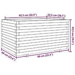 vidaXL Jardinière blanc 90x60x49,5 cm bois de pin massif pas cher