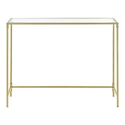 Avis Helloshop26 Table console pour salon d'appoint design plateau en verre pieds en acier 100 cm doré 03_0006182