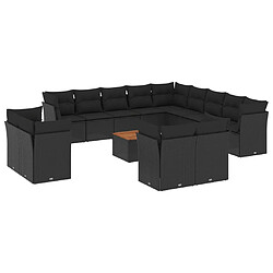 Maison Chic Salon de jardin avec coussins 14 pcs, Ensemble Tables et chaises de jardin, noir résine tressée -GKD745596