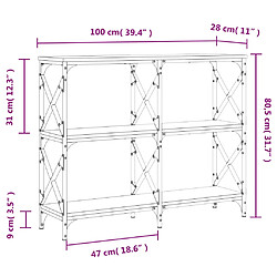 vidaXL Table console chêne fumé 100x28x80,5 cm bois d'ingénierie pas cher