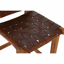 Tabouret DKD Home Decor Teck Marron Cuir (41 x 53 x 90 cm)