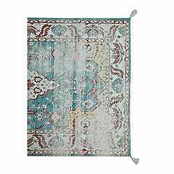 Tapis DKD Home Decor Finition vieillie Bleu Coton Arabe Frange (120 x 180 x 1 cm) pas cher