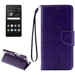 Wewoo Housse Étui Violet pour Huawei P9 Lite Papillons Gaufrage en cuir Flip horizontale avec support & Slots de cartes Portefeuille & Longe