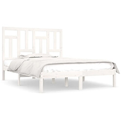 Maison Chic Lit adulte - Lit simple Cadre de lit,Structure du lit Contemporain Blanc Bois de pin massif 120x200 cm -MN50274