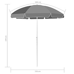 vidaXL Parasol de plage 180 cm Anthracite pas cher