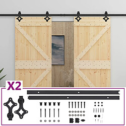 vidaXL Porte coulissante avec kit de quincaillerie 80x210cm Pin massif