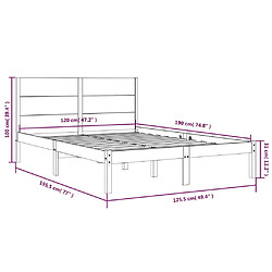 vidaXL Cadre de lit sans matelas noir 120x190 cm bois massif pas cher