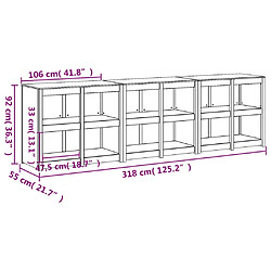 vidaXL Armoires de cuisine d'extérieur 3 pcs bois massif douglas pas cher