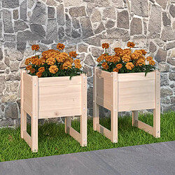 Maison Chic Lot de 2 Jardinières,Bac à fleurs - pot de fleur 40x40x52,5 cm Bois massif de pin -GKD85984