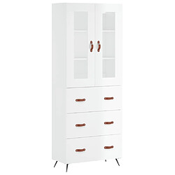 vidaXL Buffet haut Blanc brillant 69,5x34x180 cm Bois d'ingénierie