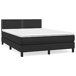 vidaXL Sommier à lattes de lit avec matelas Noir 140x190 cm Similicuir