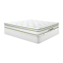 Vente-Unique Ensemble 180 x 200 cm sommier coffre blanc + matelas ressorts ensachés 5 zones et coutil bambou ép.28cm - PASIR de YSMÉE