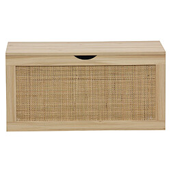 Pegane Coffre de rangement, meuble de rangement en décor pin , rotin - Longueur 80 x profondeur 40 x hauteur 40 cm