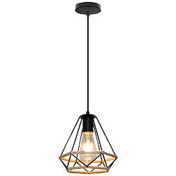 Stoex Lustre Rétro en Diamant Noir, Lampe À Suspension en Corde de Chanvre 20CM Plafonnier D'Intérieur Pour Chambre À Coucher Loft