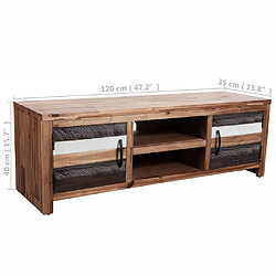 vidaXL Meuble TV bois massif d'acacia 120 x 35 x 40 cm pas cher