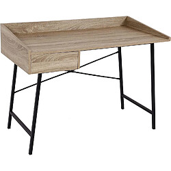 Decoshop26 Bureau table d'ordinateur de bureau avec tiroir de rangement 98x114x60cm aspect chêne BUR04107