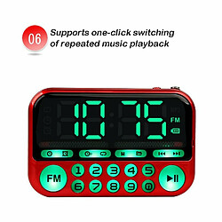 Avis Mini Radio Portable Grand Écran Portable Numérique Fm Usb Tf Mp3 Lecteur Rechargeable Haut-Parleur Rouge