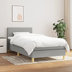 vidaXL Sommier à lattes de lit et matelas Gris clair 90x190 cm Tissu