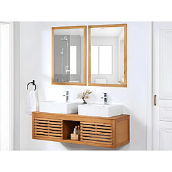 Vente-Unique Meuble de salle de bain suspendu en bois d'acacia avec double vasque et miroirs - 130 cm - PENEBEL