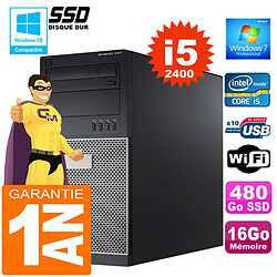 PC Tour DELL 7010 Core I5-2400 Ram 16Go Disque 480 Go SSD Graveur DVD Wifi W7 - Occasion