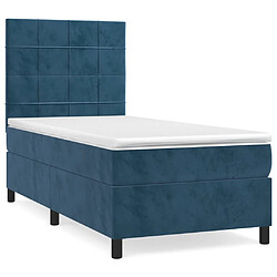 Maison Chic Lit Adulte - Lit simple Lit à sommier tapissier et matelas moelleux - Meuble de Chambre - Bleu foncé 80x200 cm Velours -MN58547