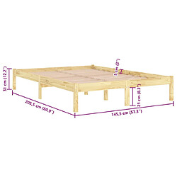 vidaXL Cadre de lit sans matelas bois massif 140x200 cm pas cher