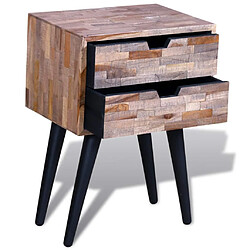 Helloshop26 Table de nuit chevet commode armoire meuble chambre avec 2 tiroirs bois de teck recyclé 1402126 pas cher