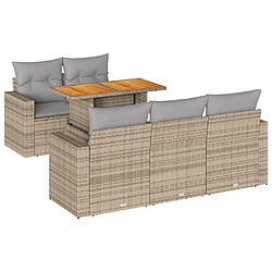 vidaXL Salon de jardin avec coussins 6 pcs beige résine tressée