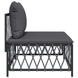 Avis vidaXL Canapé central de jardin avec coussins anthracite tissu tissé