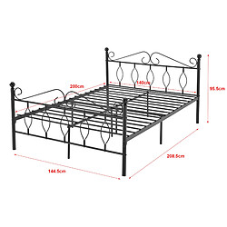 Avis Cadre de Lit Double Apolda en Métal 140 x 200 cm Noir Mat [en.casa]