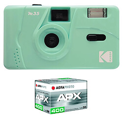 KODAK Pack M35 Argentique + Pellicule APX 400, 36 poses - Appareil Photo Kodak Rechargeable 35mm Mint Green, Objectif Grand Angle - Mint Green