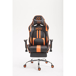 Decoshop26 Fauteuil de bureau gamer avec repose-pieds extensible mécanisme de bascule en PVC noir / orange 10_0002751