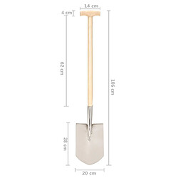 vidaXL Pelle à pointe de jardin avec poignée en T Inox et bois de frêne pas cher
