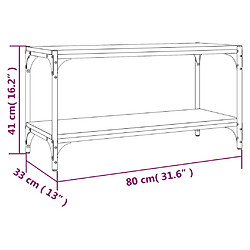 vidaXL Meuble TV Chêne fumé 80x33x41 cm Bois d'ingénierie et acier pas cher