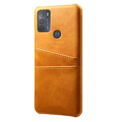 Coque en TPU + PU avec double porte-cartes orange pour votre Motorola Moto G50