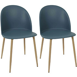 The Home Deco Factory Chaise avec assise en plastique Bergen (Lot de 2) bleu canard.