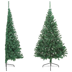 Avis vidaXL Sapin de Noël artificiel moitié avec support vert 210 cm PVC