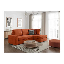 Loungitude Canapé d'angle droit convertible ARTEMIS 4 places - Velours côtelé terracotta - L246 x P174 x H96 cm