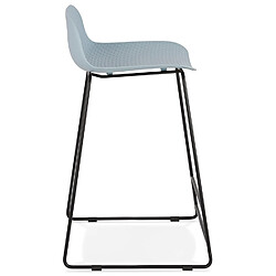 Acheter Alterego Tabouret snack mi-hauteur 'BABYLOS MINI' bleu avec pieds en métal noir