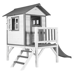 AXI Maison Enfant Beach Lodge XL en BLANC avec Toboggan en Gris | Maison de Jeux en Bois FFC pour Les Enfants | Maisonnette / Cabane de Jeu pour Le Jardin