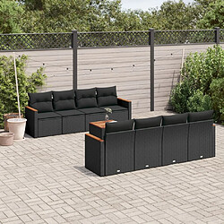 Maison Chic Ensemble Tables et chaises d'extérieur 9 pcs avec coussins,Salon de jardin noir résine tressée -GKD206009