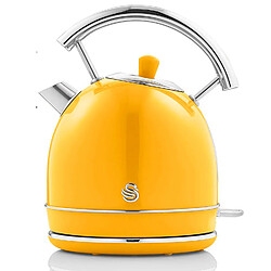 Retro Set Petit-Déjeuner Bouilloire 1,8L Sans fil, Grille-Pain 2 Larges Tranches, 850, Jaune, SWAN, STP7050YELNEU pas cher