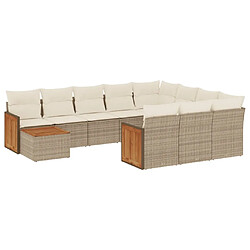 Maison Chic Salon de jardin 11 pcs avec coussins | Ensemble de Table et chaises | Mobilier d'Extérieur beige résine tressée -GKD90348