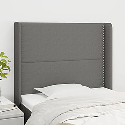 Maison Chic Tête de lit moderne avec oreilles pour chambre - Décoration de lit Gris foncé 83x16x118/128 cm Tissu -MN39756