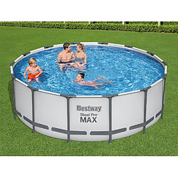 Piscine Tubulaire Ronde Bestway Steel Pro Max 427x122 cm avec Filtre à Cartouche de 3.028 l/h Couverture et Échelle Bleu