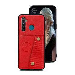 Wewoo Coque Rigide Pour OPPO Realme 5 Pro Etui de protection magnétique antichoc en PU + TPU avec fentes cartes Rouge