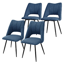 ML-Design Lot de 4 chaises de salle à manger bleu fauteuils rembourrées pour salon bureau