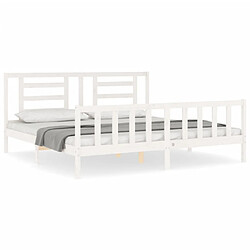 Maison Chic Lit adulte - Cadre Structure de lit avec tête de lit Contemporain blanc 200x200 cm bois massif -MN12667